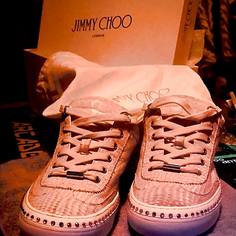 JIMMY CHOO MENS WHITE CROC W CRYSTALS